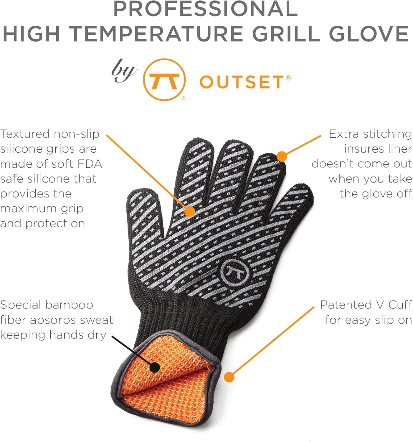 Outset Professional High-Temp Grill Glove – Large/Extra Large