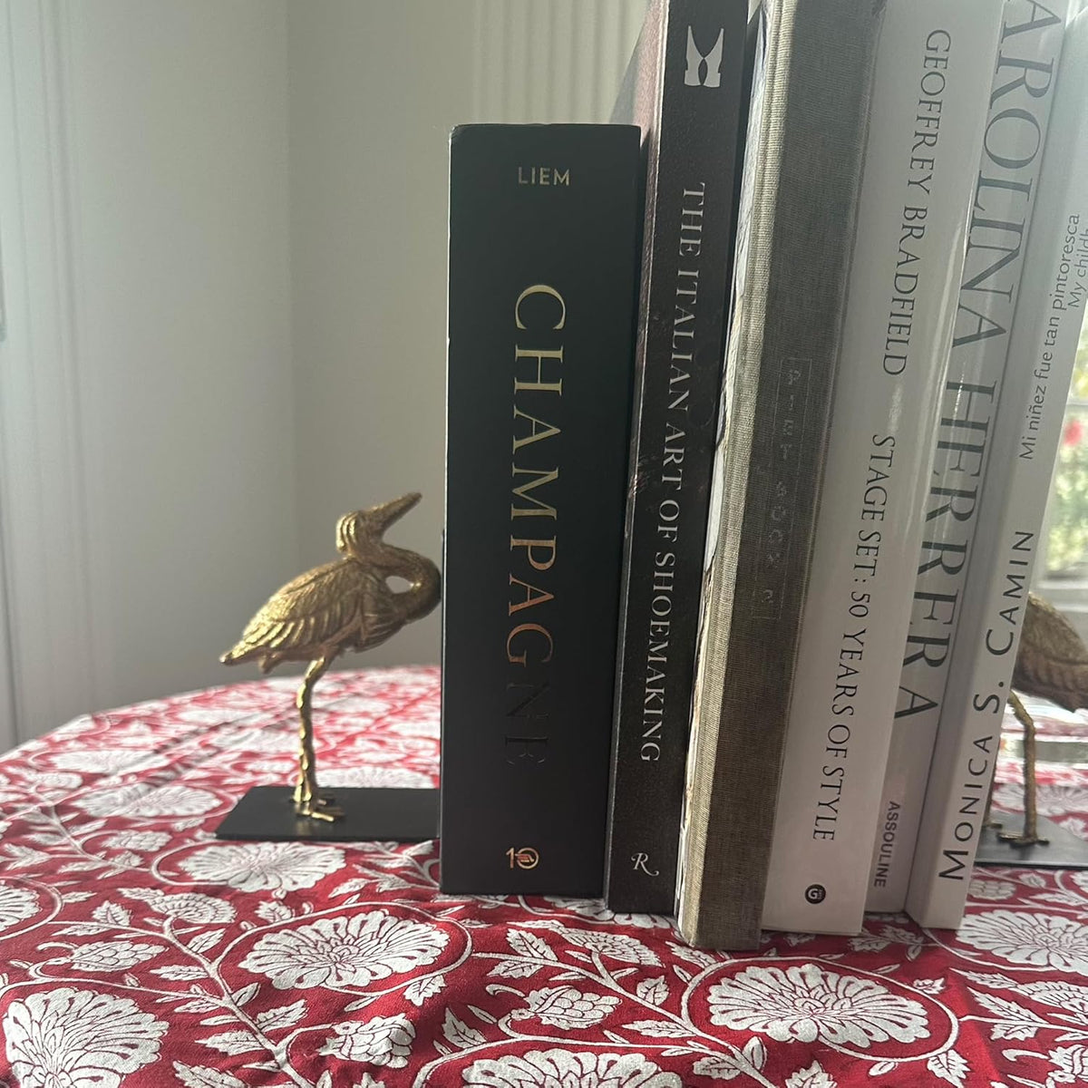 Fox Run Gold Crane Iron Bookends, Set of 2