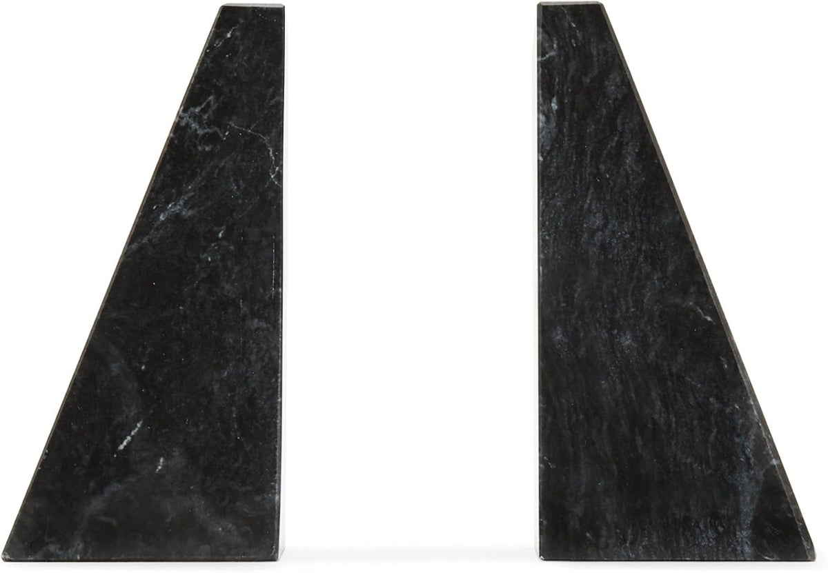 Fox Run Black Marble Triangular Bookends, Set of 2