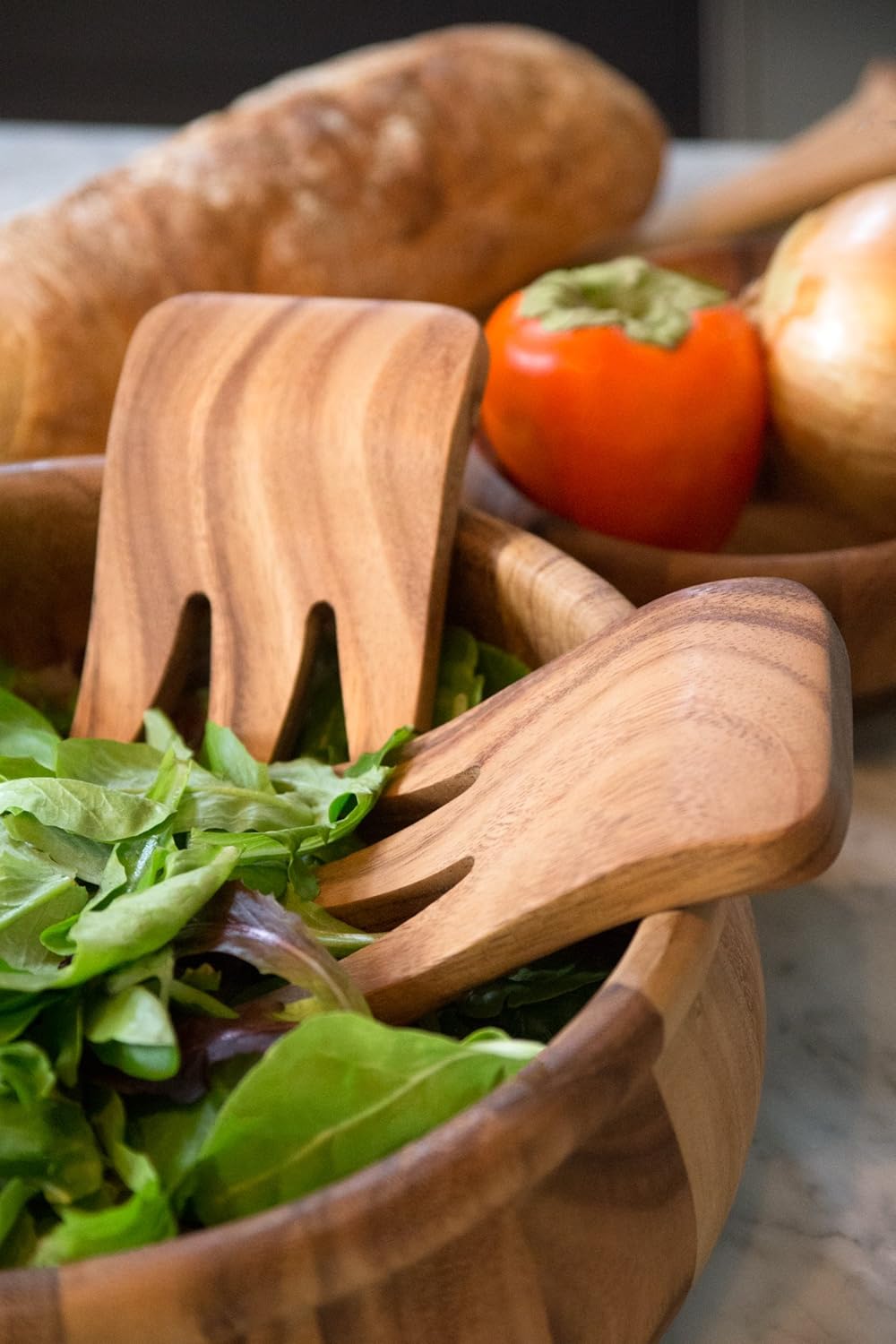 Ironwood Acacia Wood Bear Claws Salad Server Set of 2