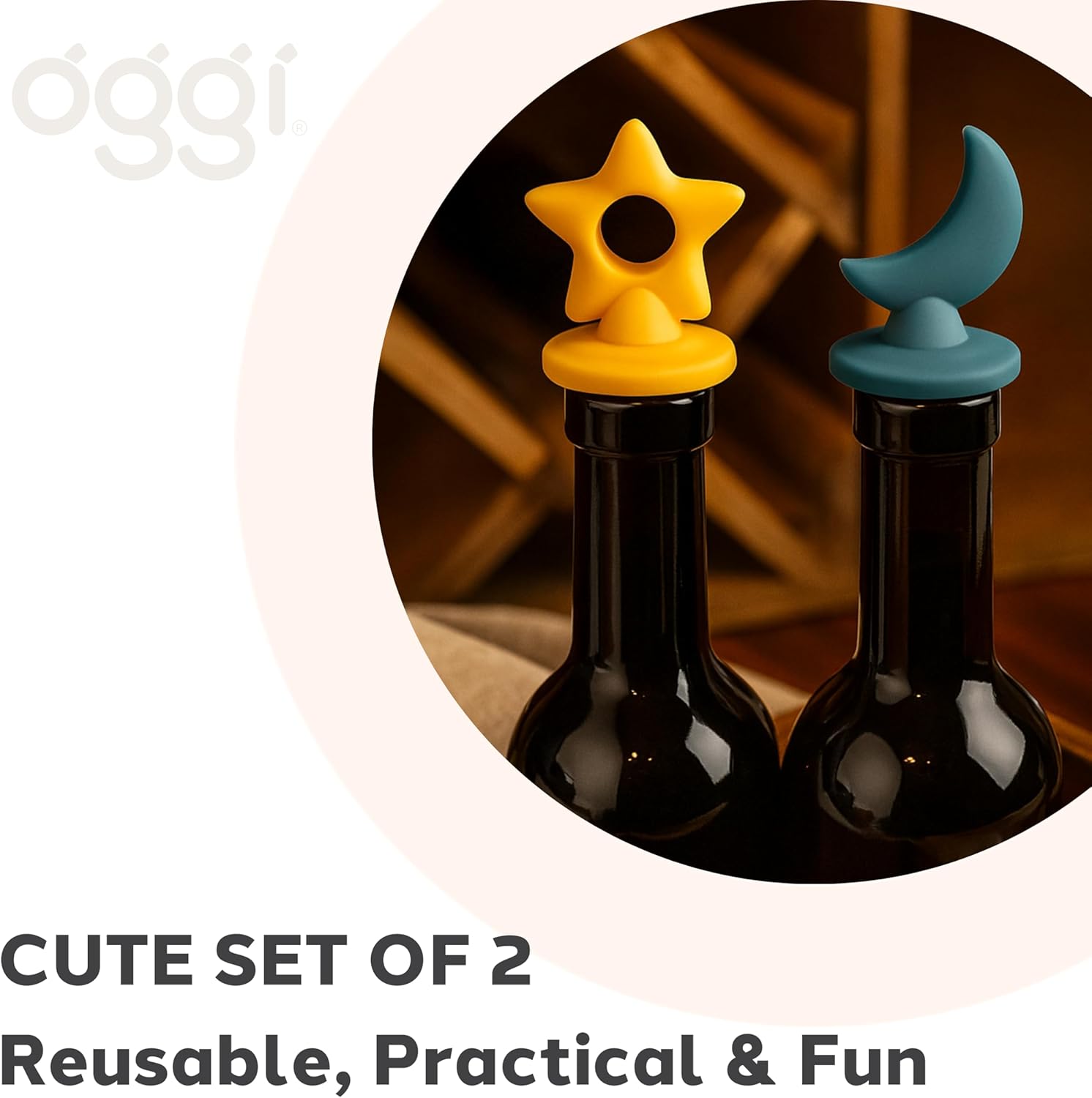 Oggi Set of 2 Stoppers – Moon and Star