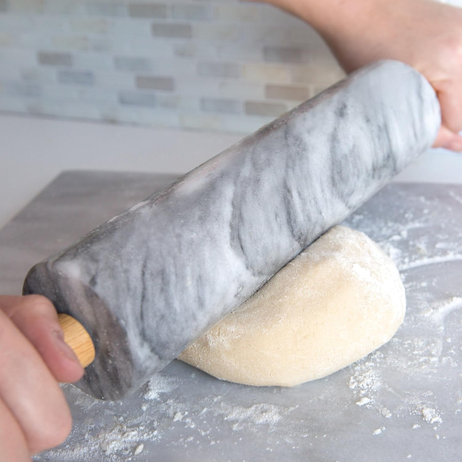 Fox Run White Marble Rolling Pin 10"