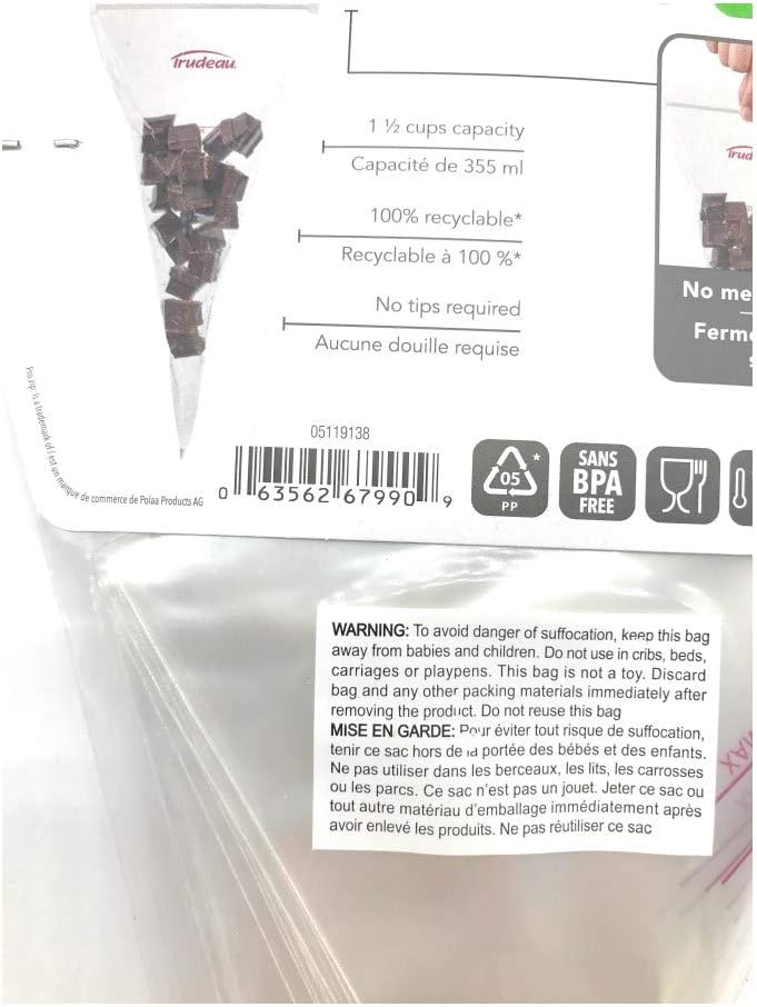 Trudeau Pro.Zip Chocolate Melt Bags – 12 " Set of 12