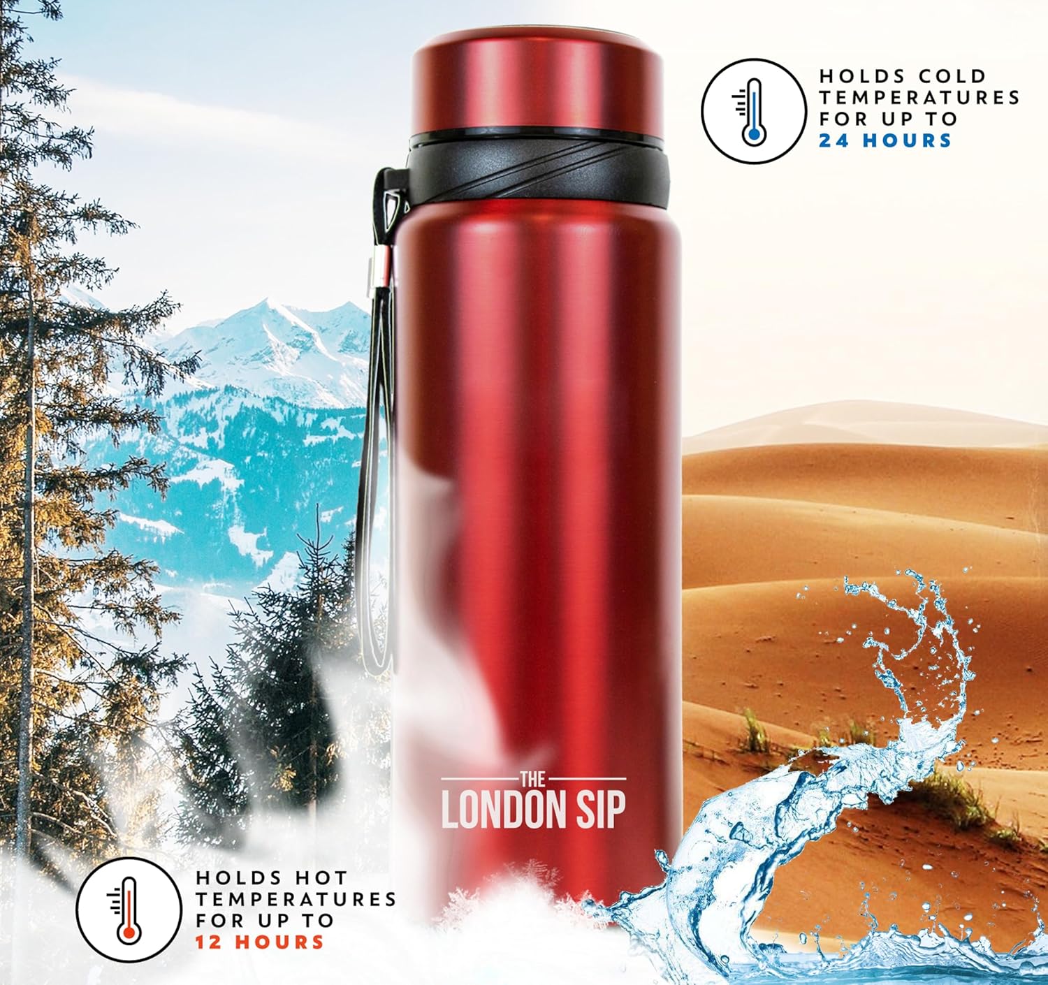 London Sip Tea Infuser Bottle – Red – 25 oz
