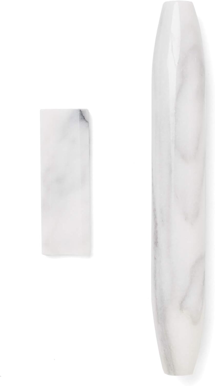 Fox Run Tapered White Marble French Rolling Pin