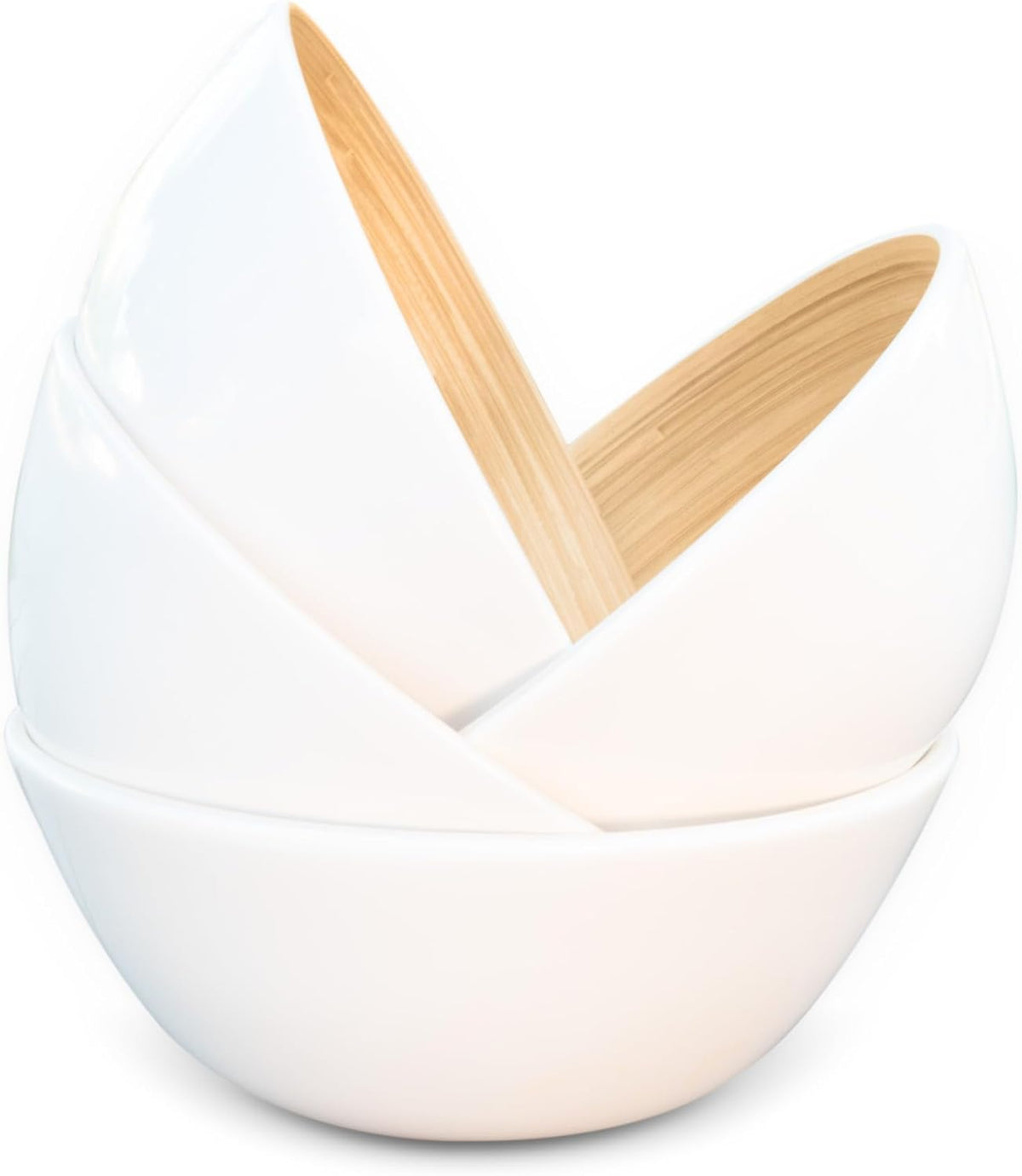Joyce Chen Lexa Bamboo Salad Bowl Set – White – 8 Inch – Set of 4