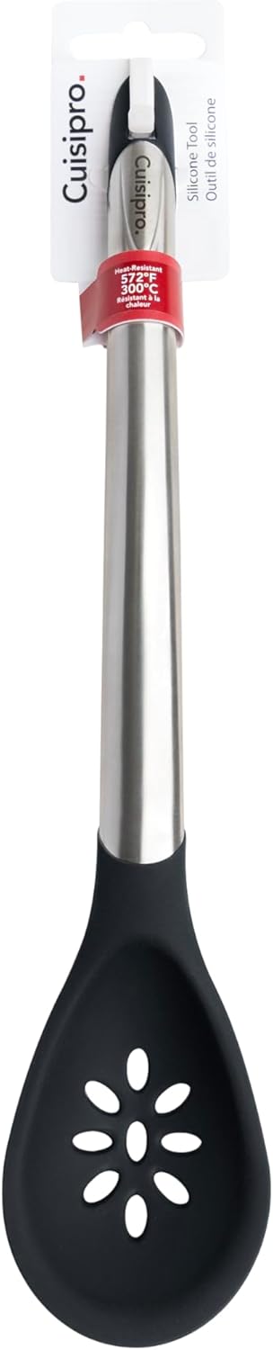 Cuisipro Silicone Slotted Spoon – 12" / 30.5 cm – Black (LFGB Silicone) Cuisipro by Kitchen Niche