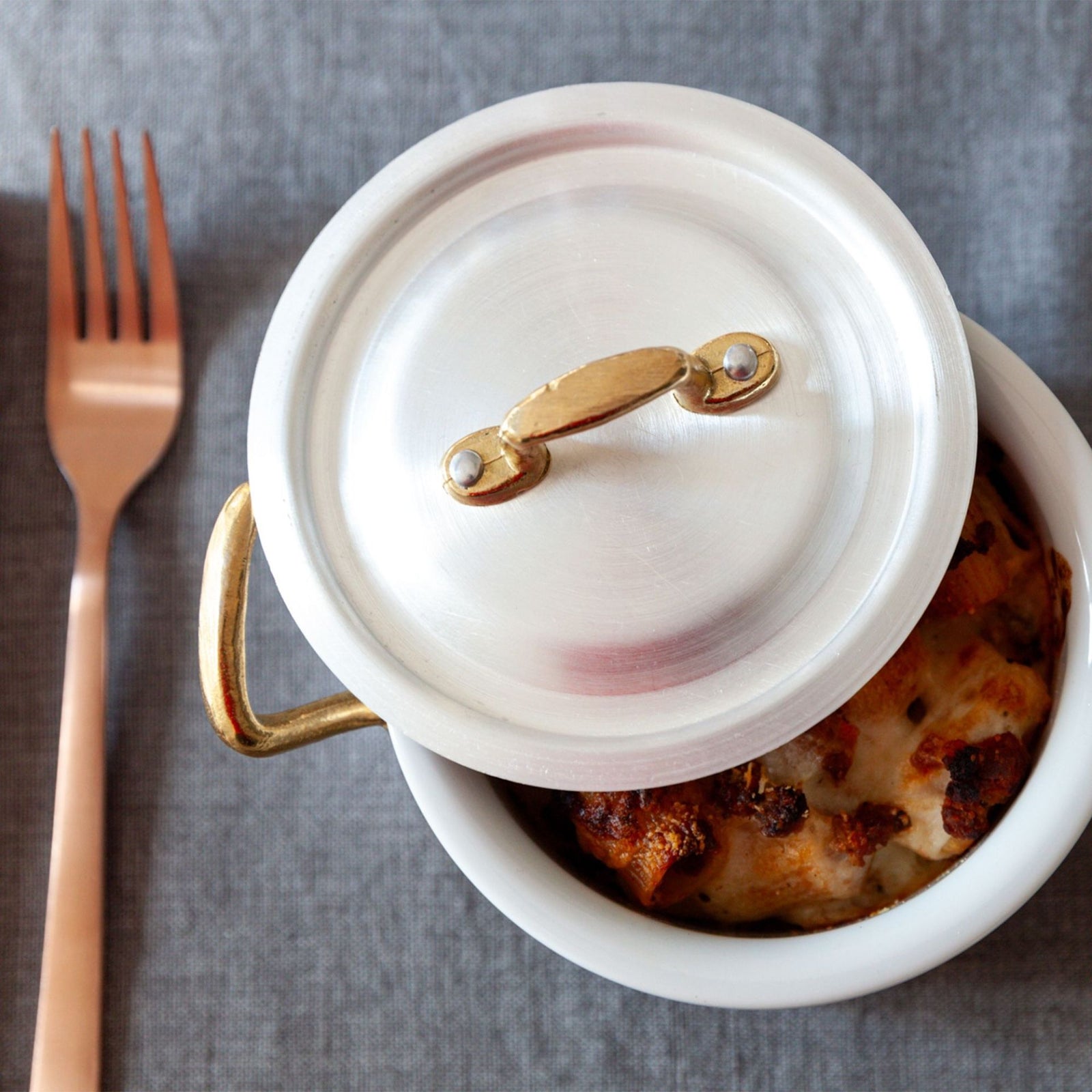 Marcato Mini Premium 2-Handle Casserole Set with Porcelain Insert & Lid - 12 cm