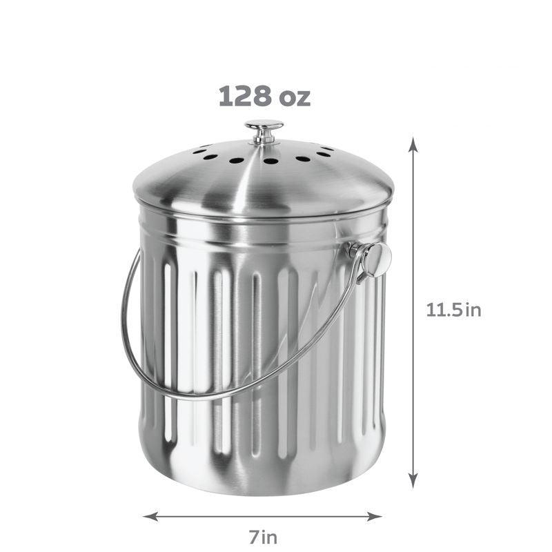Oggi Stainless Steel Compost Pail – 3.8 L