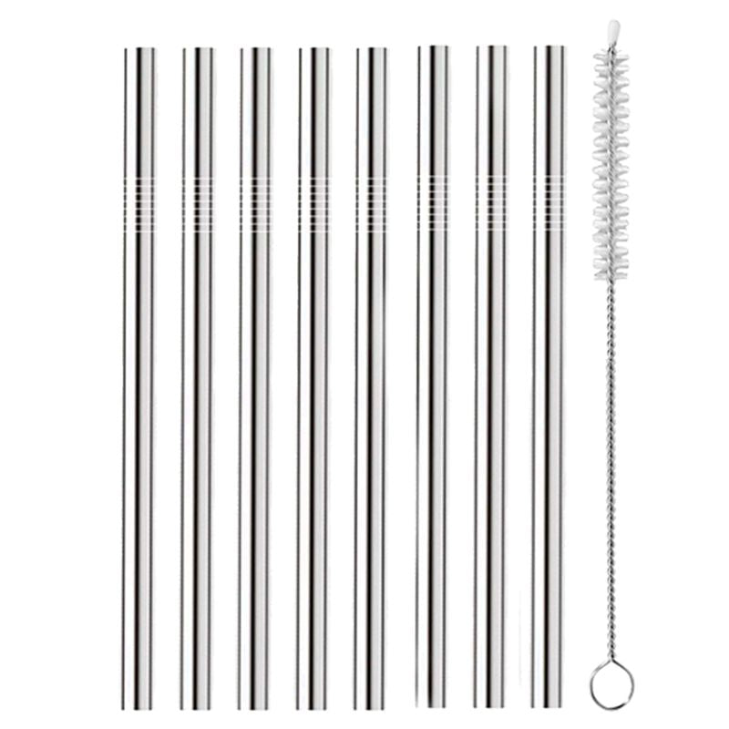 Oggi Set of 8 Cocktail Straws – 5" – Stainless Steel