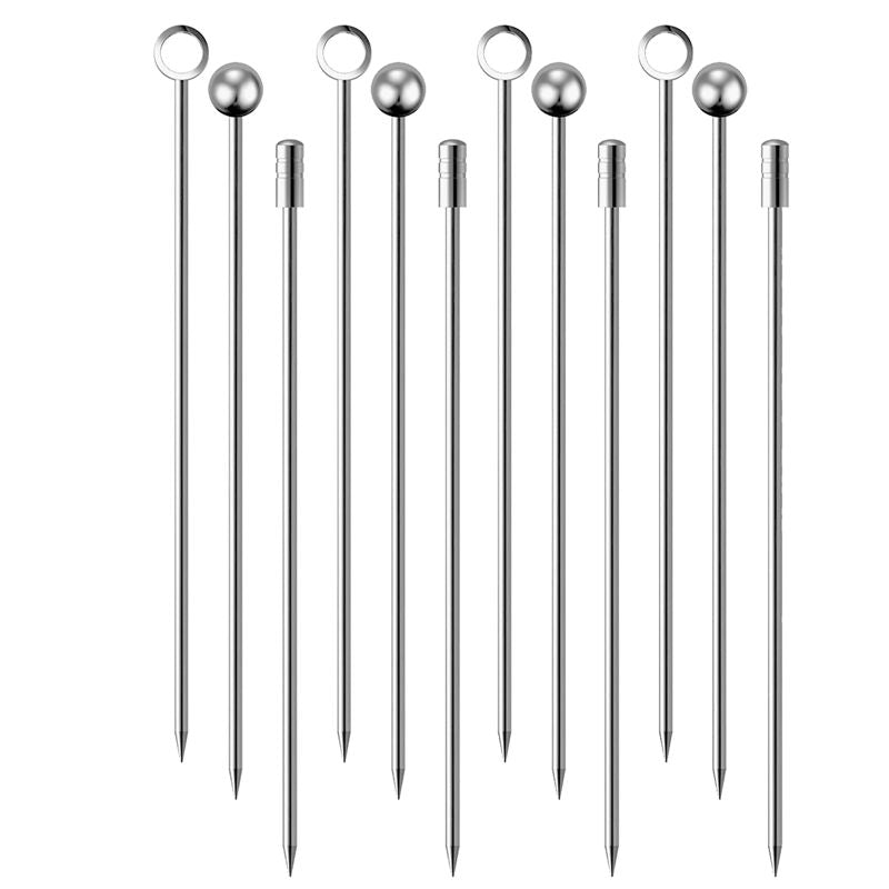 Oggi Set of 12 Cocktail Picks – 4" – Stainless Steel