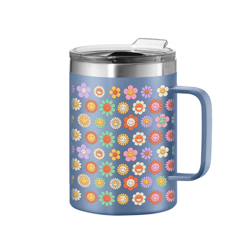 Oggi Flowers Thermomug Insulated Double Walled Mug with Lid