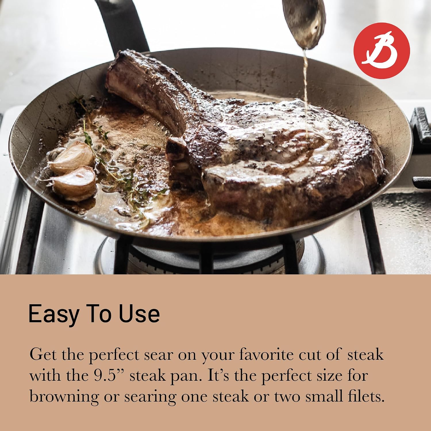 De Buyer Mineral B Steel Steak Fry Pan – 24 cm