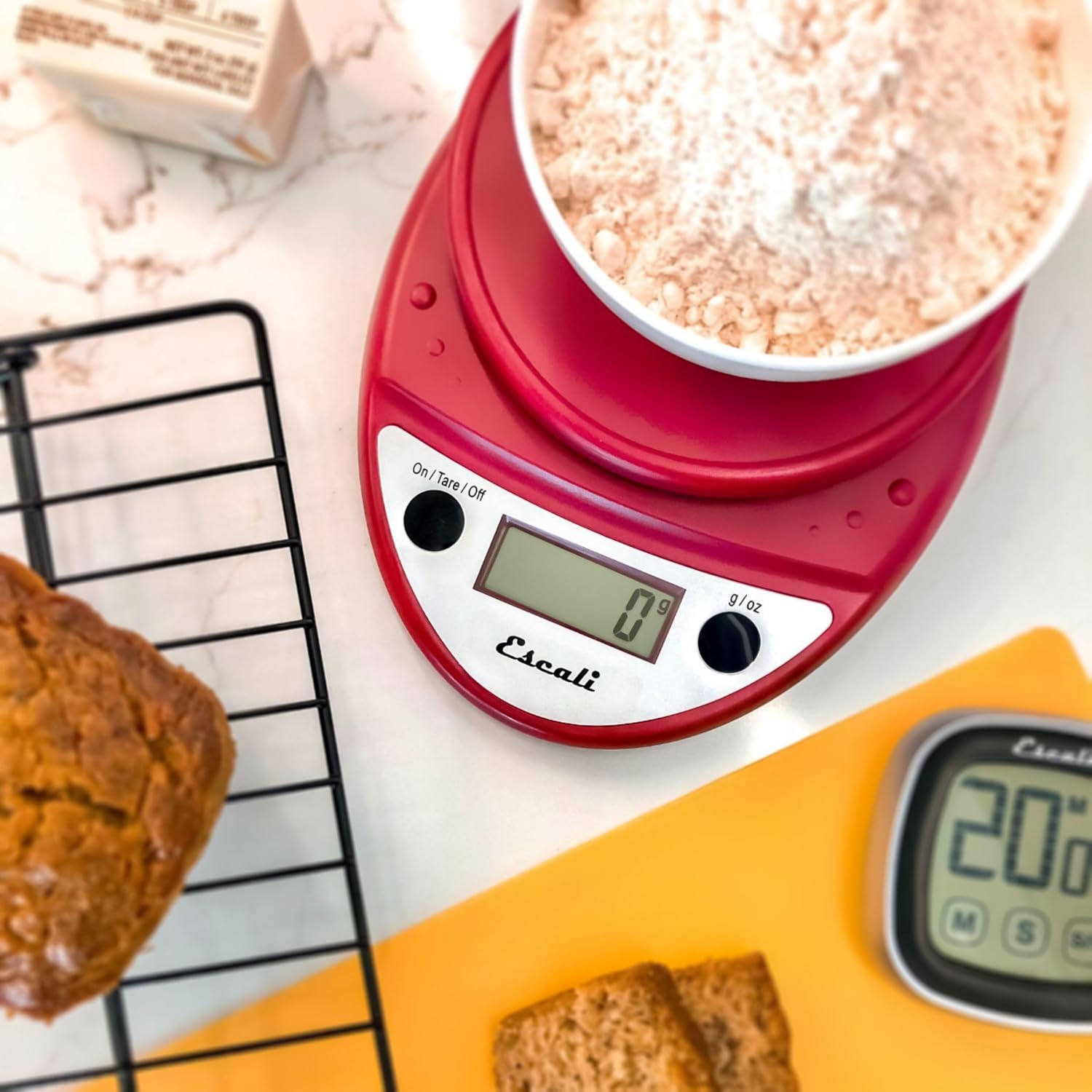 Escali Primo Digital Kitchen Scale – Warm Red