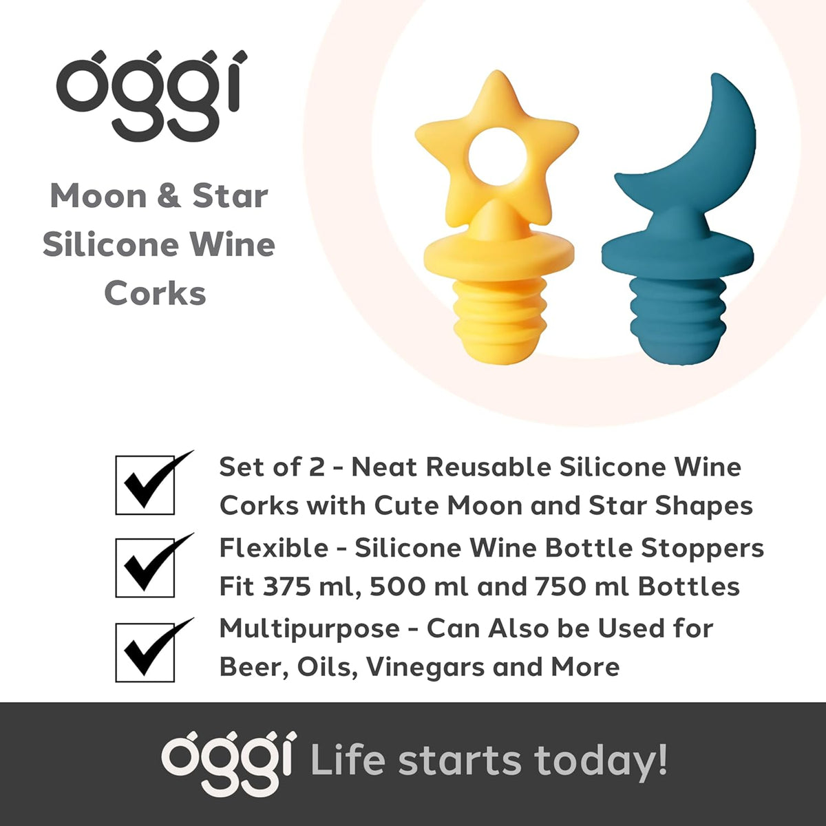 Oggi Set of 2 Stoppers – Moon and Star
