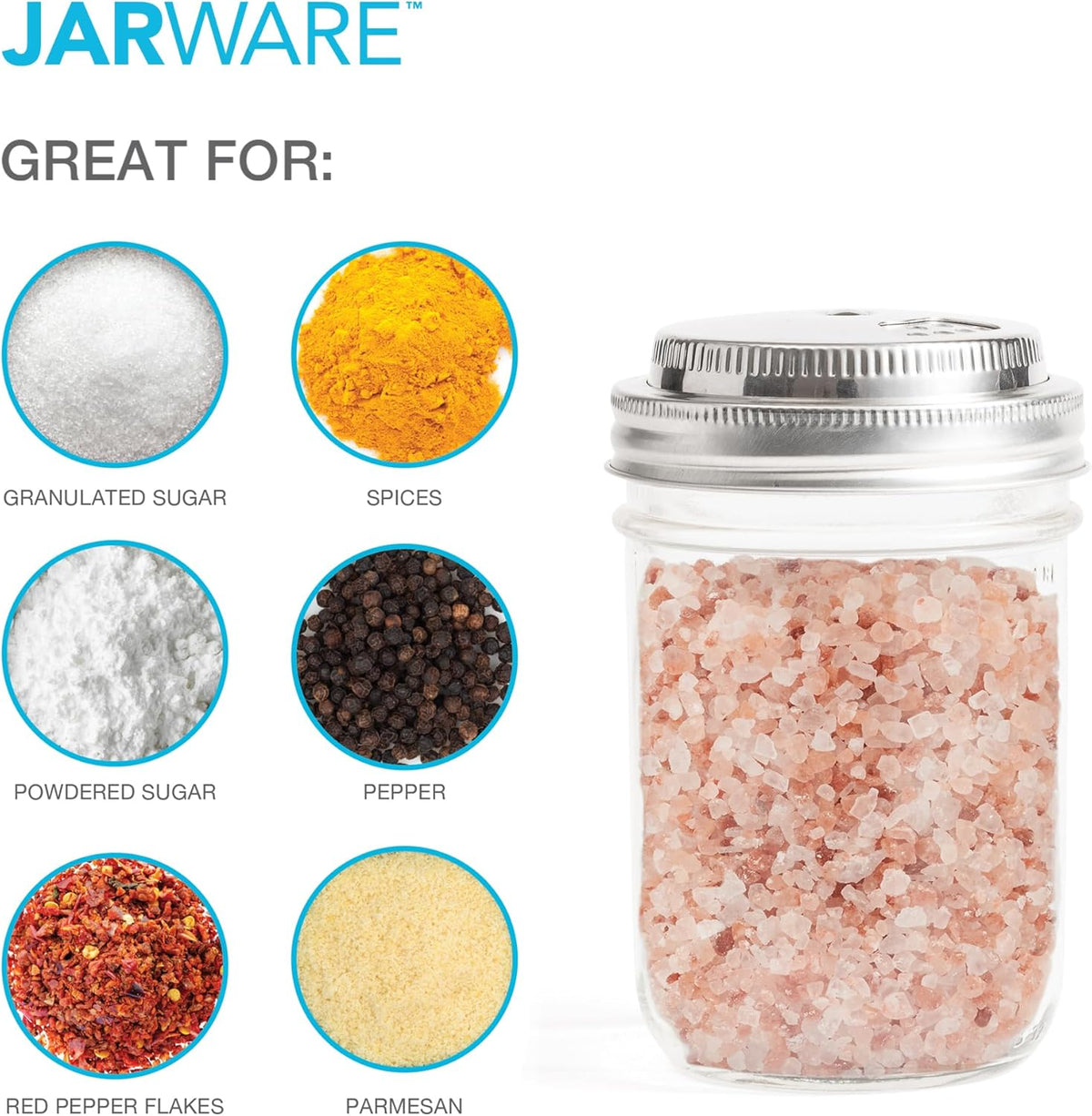 Jarware Wide Mouth Stainless Steel Spice Lid