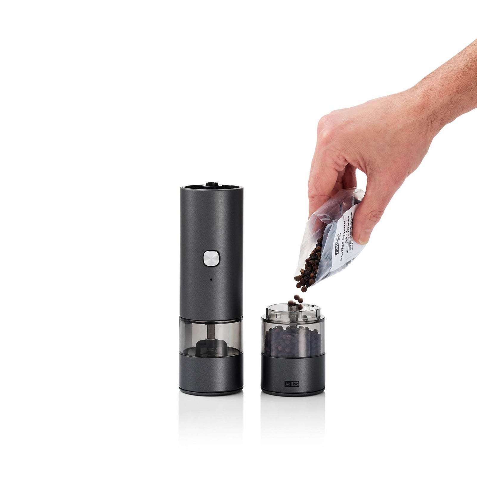 AdHoc i.Mill Duo Electric Pepper & Salt Double Mill – Dark Grey – 9.3" / 23.5 cm