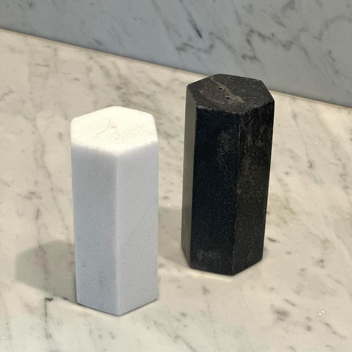 Fox Run Hexagon Marble Salt & Pepper Shaker Set