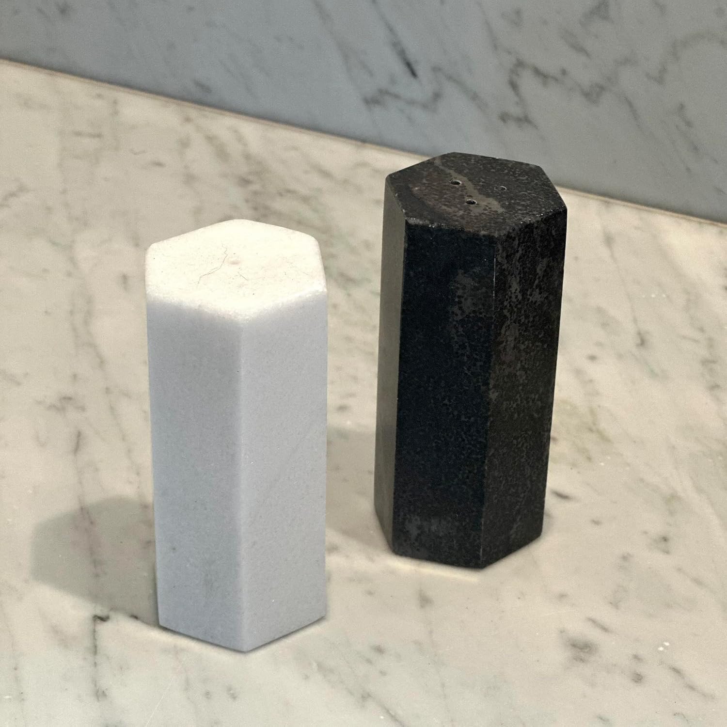 Fox Run Hexagon Marble Salt & Pepper Shaker Set