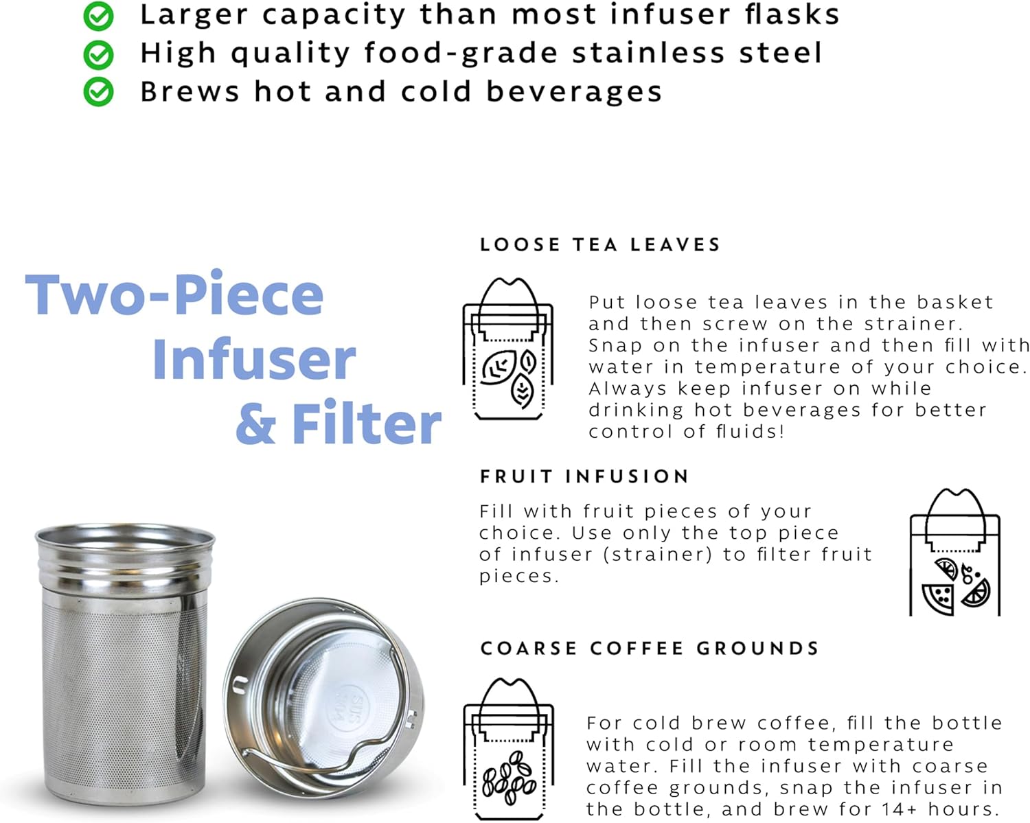 London Sip Tea Infuser Bottle – Silver – 25 oz