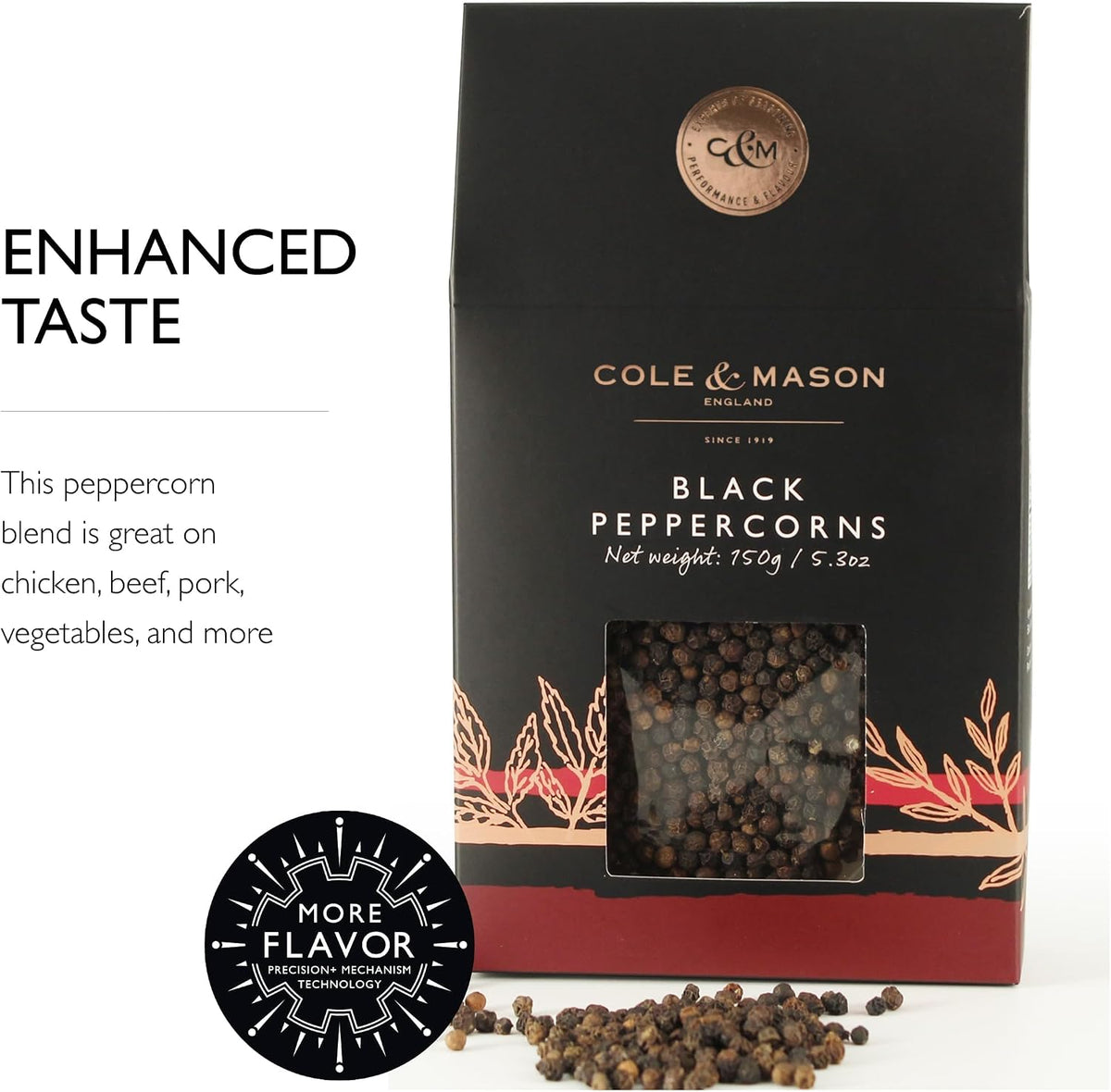 Cole & Mason Organic Black Peppercorn Refill 5.3oz