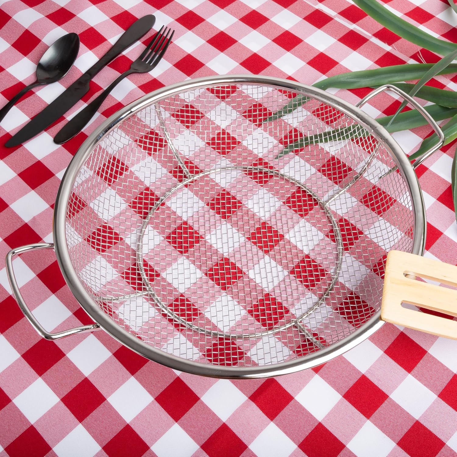 Outset Stainless Steel Round Shallow Grill Basket