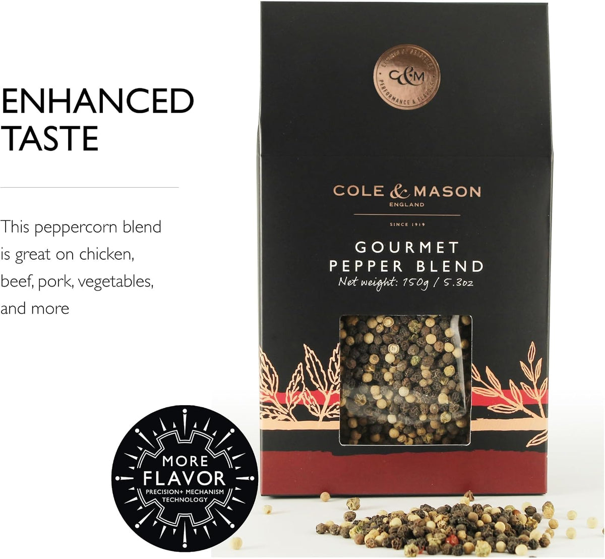 Cole & Mason Gourmet Peppercorn Refill 5.3oz