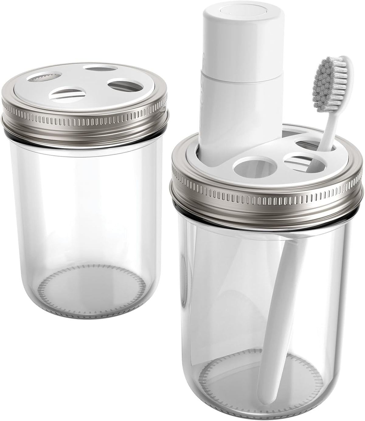 Jarware White Toothbrush and Toothpaste Holder Set