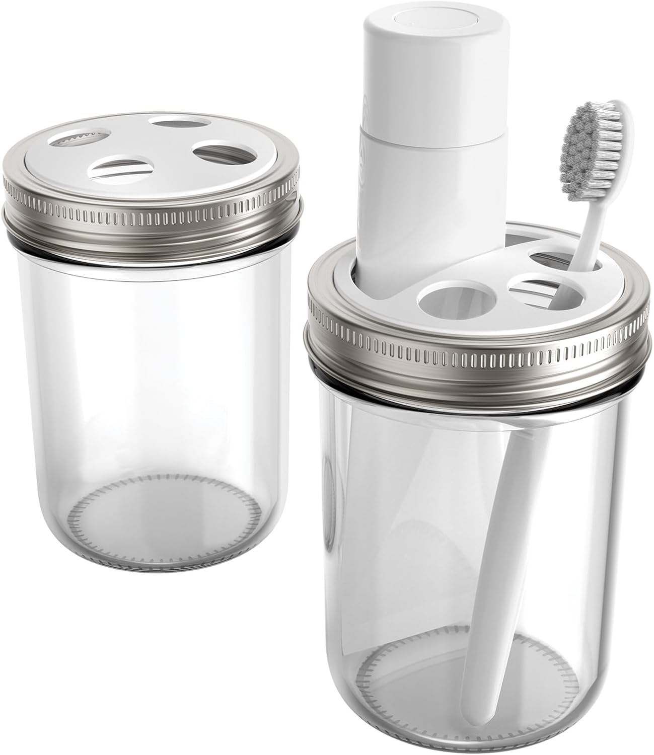 Jarware White Toothbrush and Toothpaste Holder Set