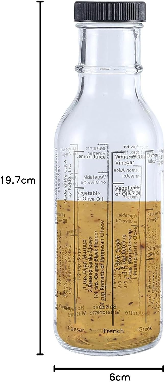 Fox Run Glass Salad Dressing Shaker Bottle