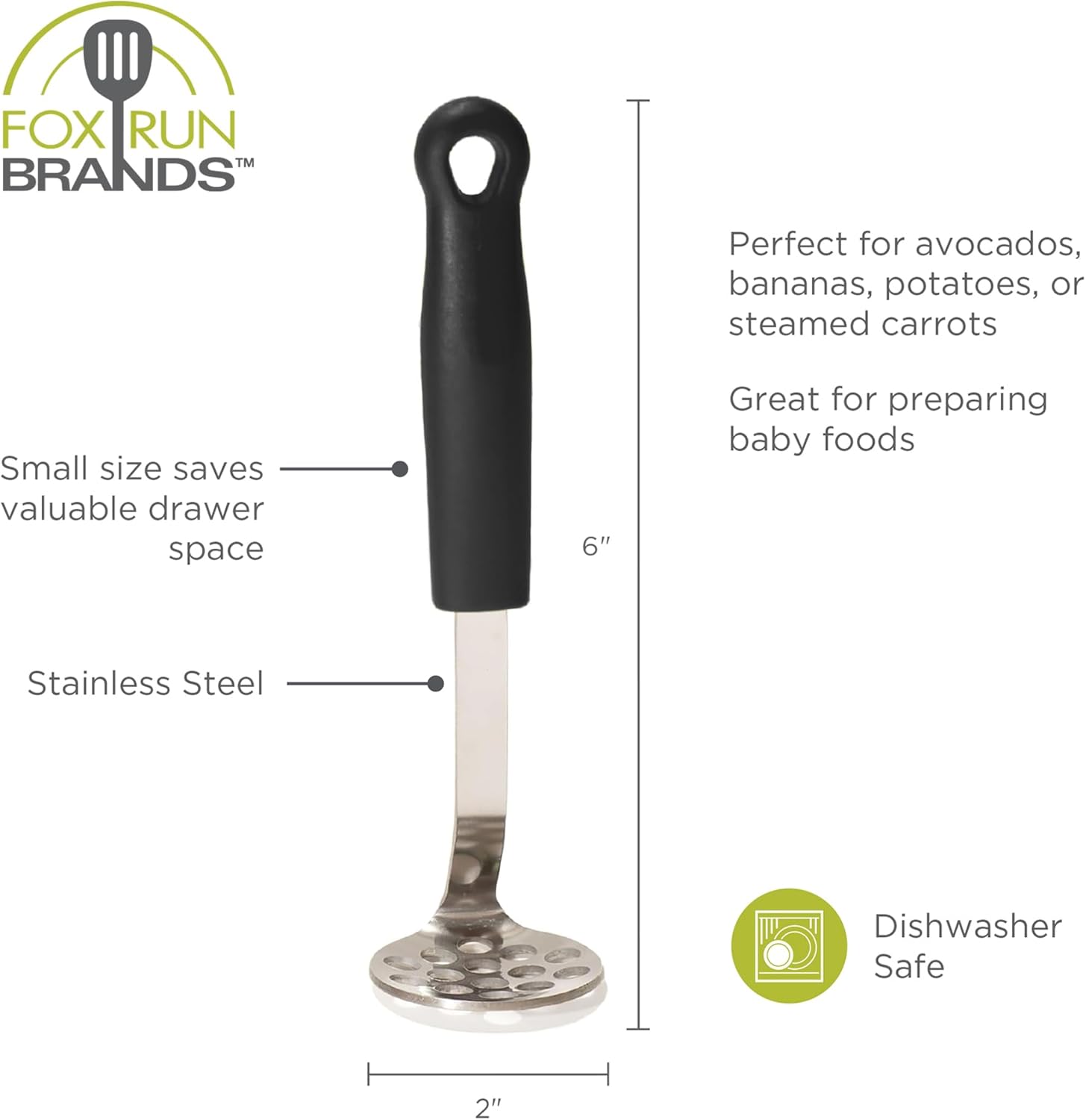 Fox Run Stainless Steel Mini Masher