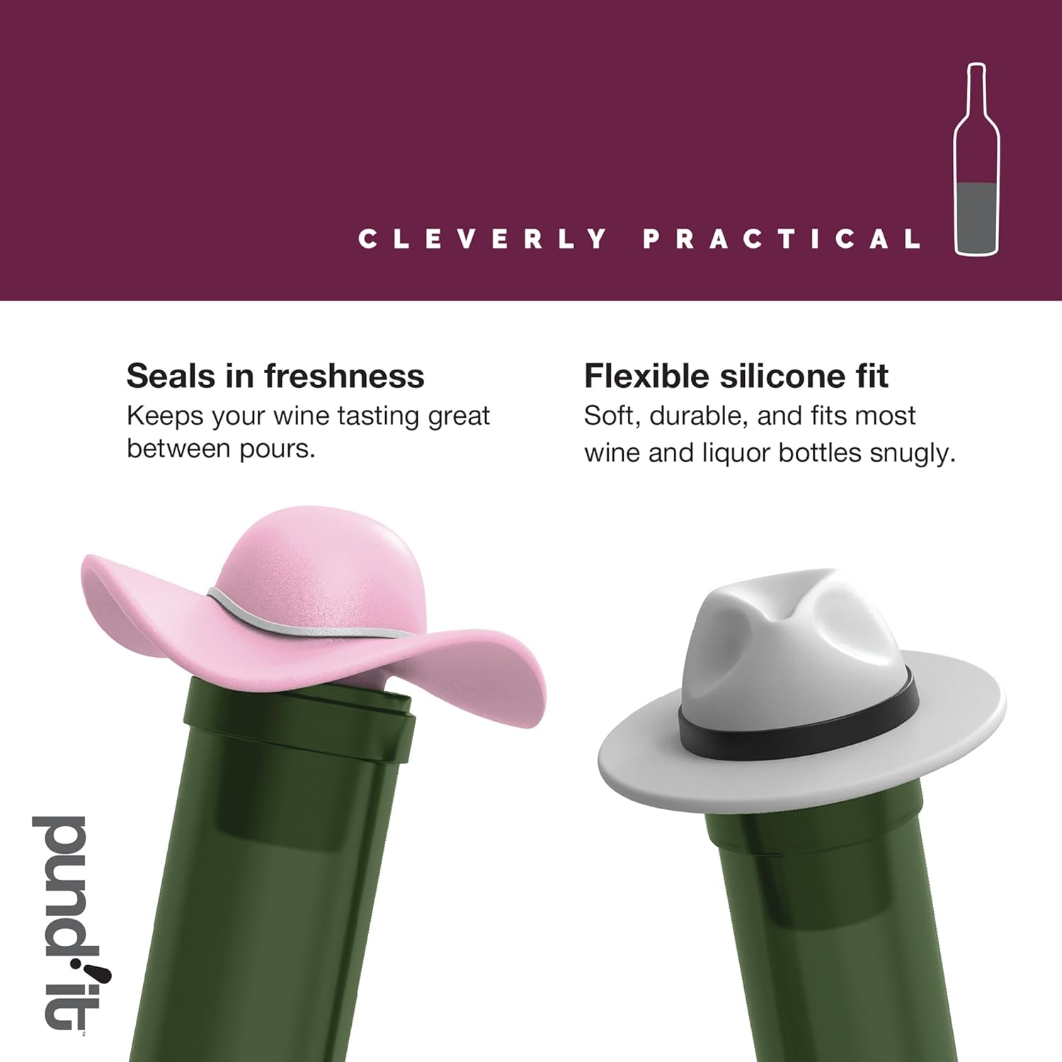 Pundit Cap It Off Wine Bottle Stoppers, Set of 2