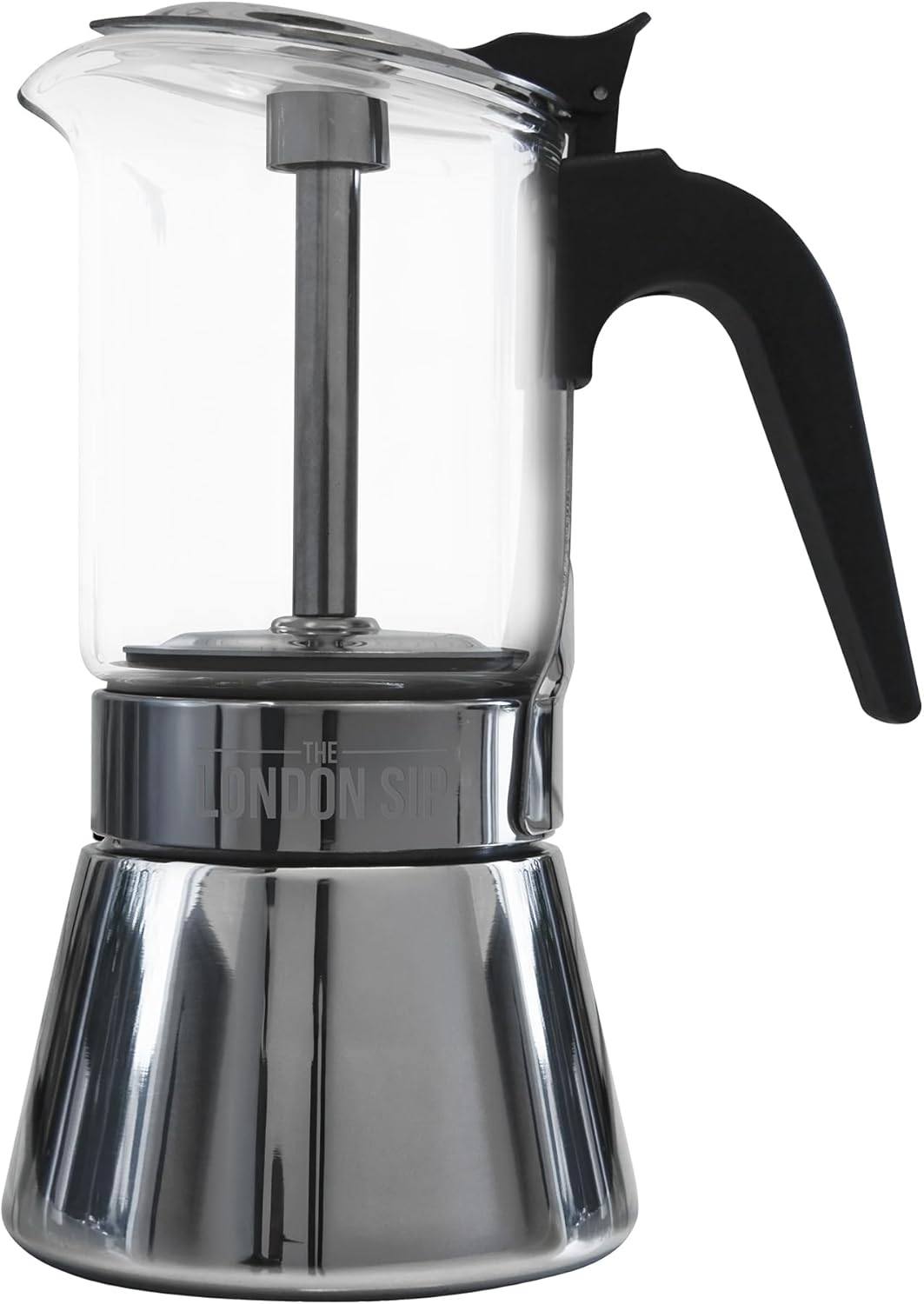London Sip Stainless Steel Espresso Maker – Glass Carafe – 6 Cup