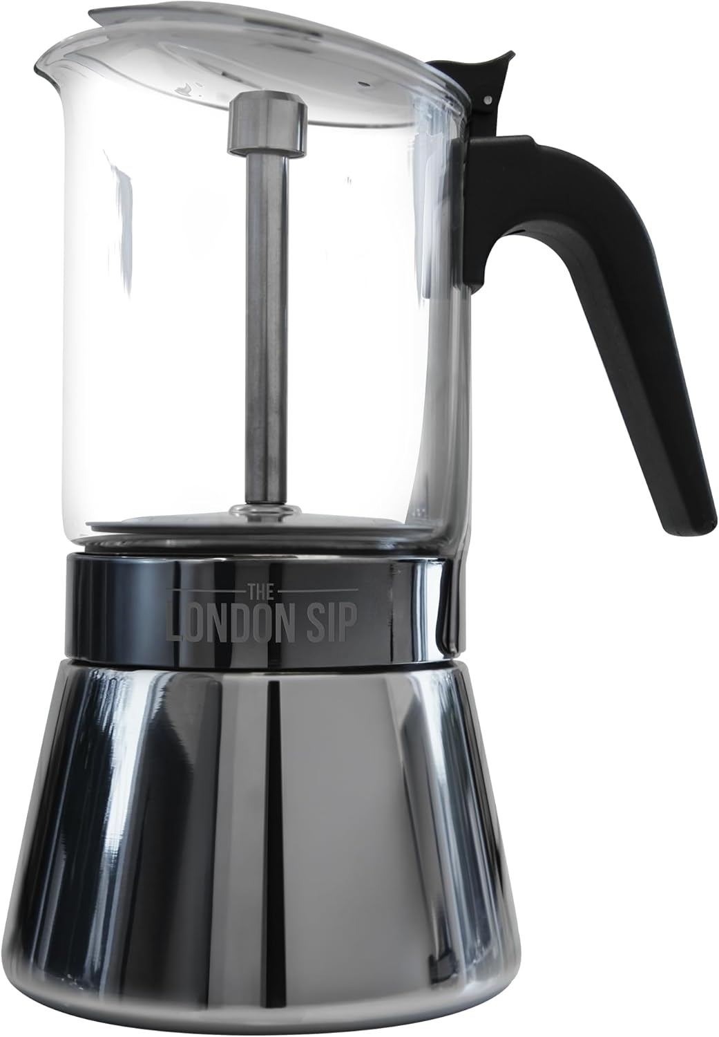 London Sip Stainless Steel Espresso Maker – Glass Carafe – 9 Cup