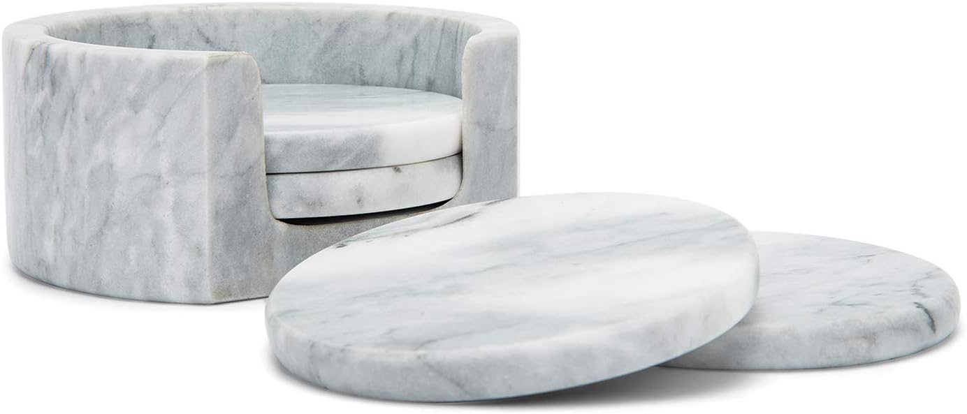 Fox Run White Marble Coaster Set of 4