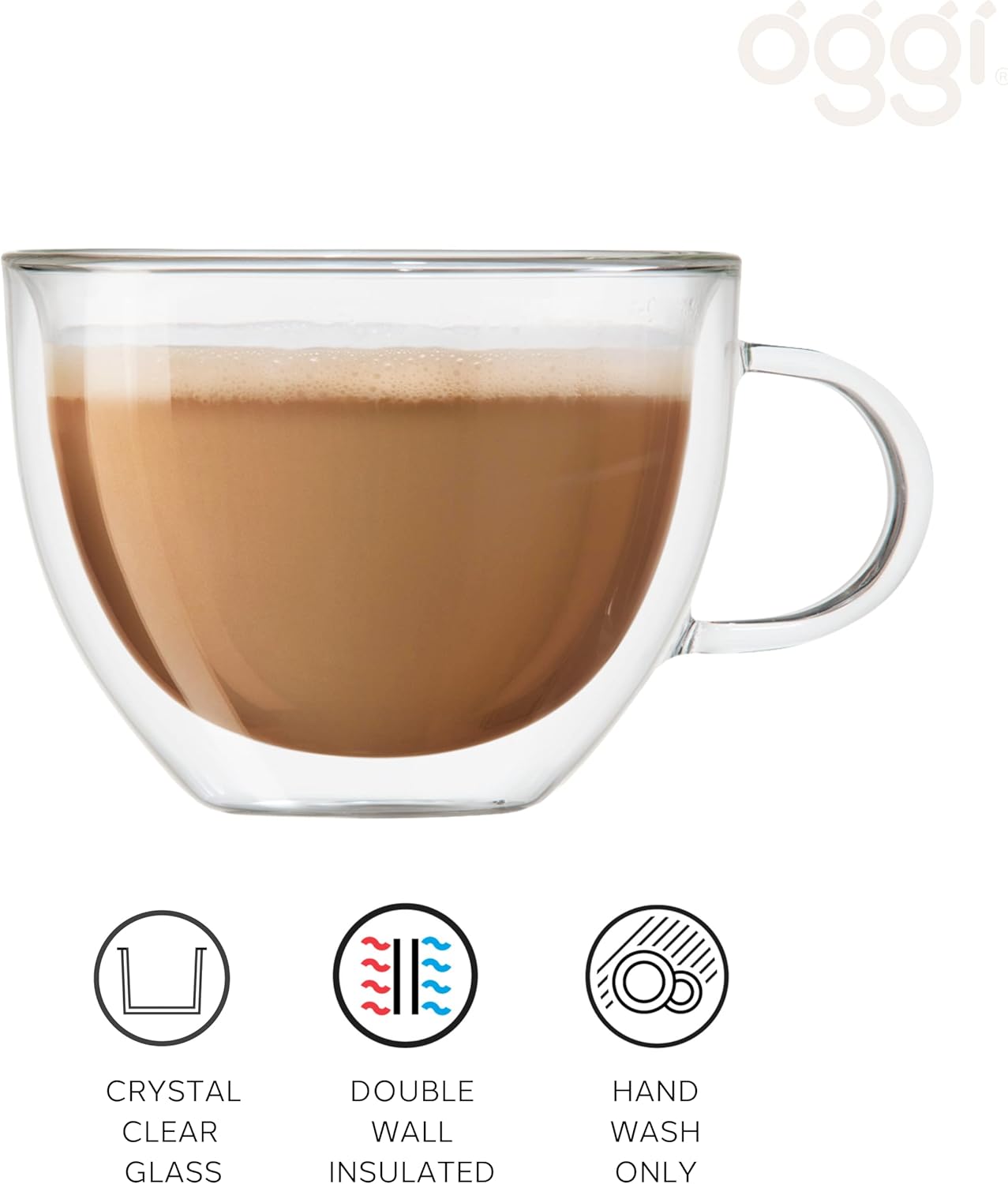 Oggi Set of 2 Double-Wall Latte Cups – 475 ml