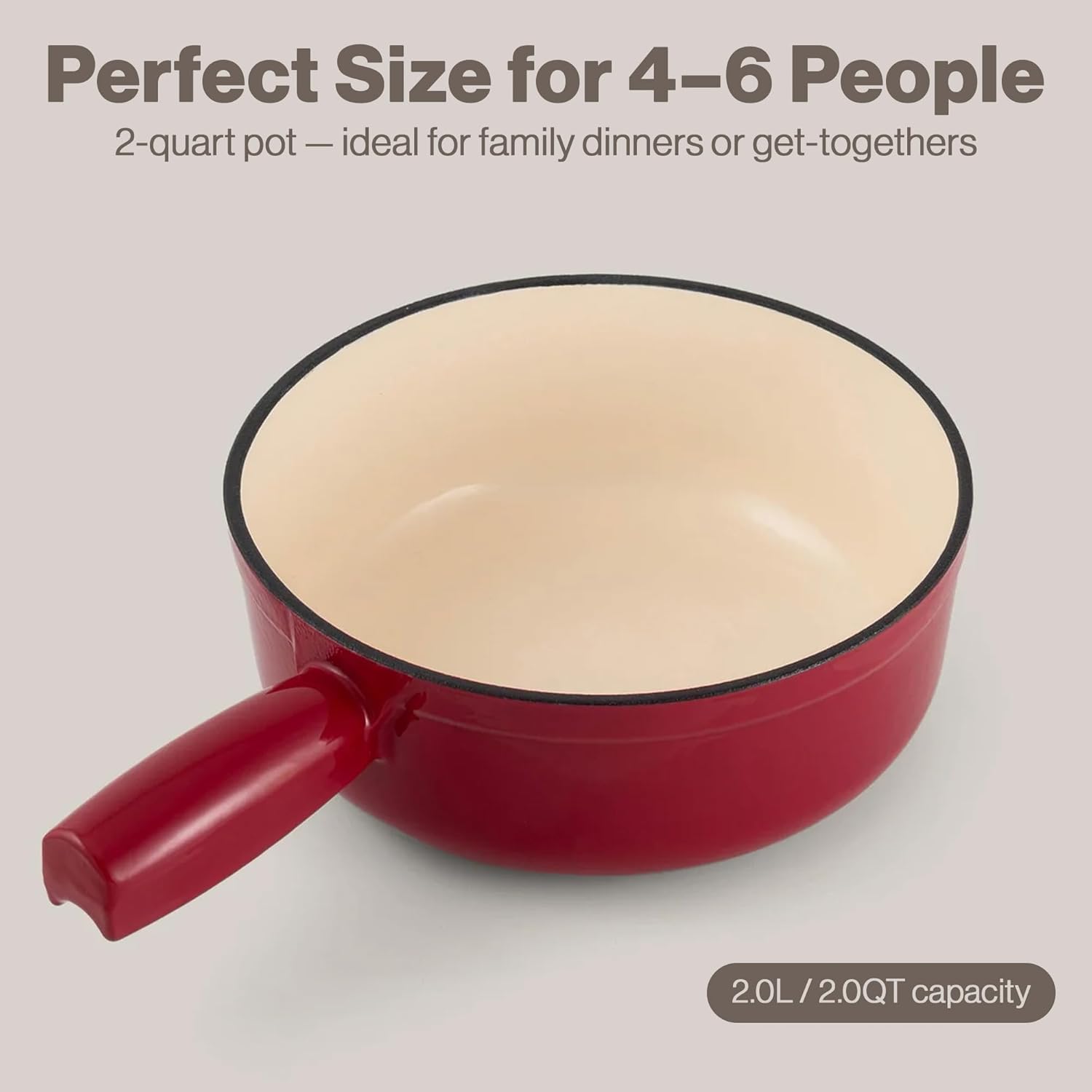Swissmar Lugano Cast Iron Replacement Pot – Cherry Red, Large