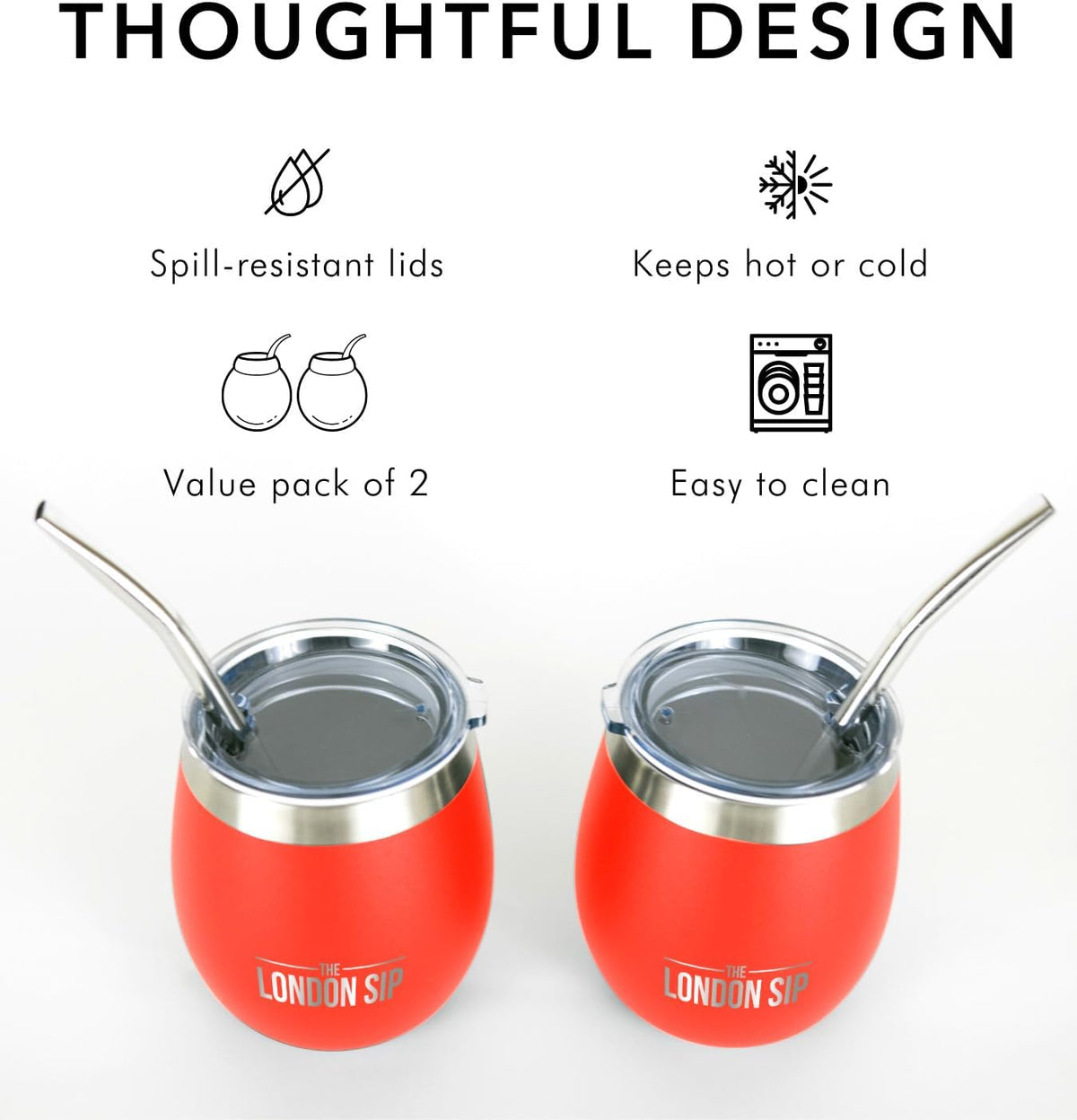 London Sip Yerba Mate Cup 2-Pack Set – Orange – 8 oz