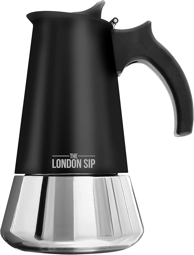 London Sip Stainless Steel Espresso Maker – Black – 10 Cup