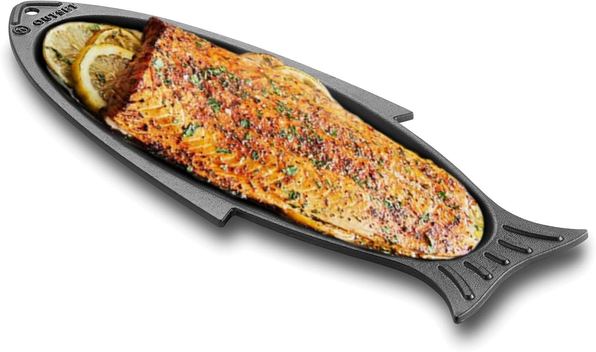 Outset BBQ Fish Grill Pan – Cast Iron