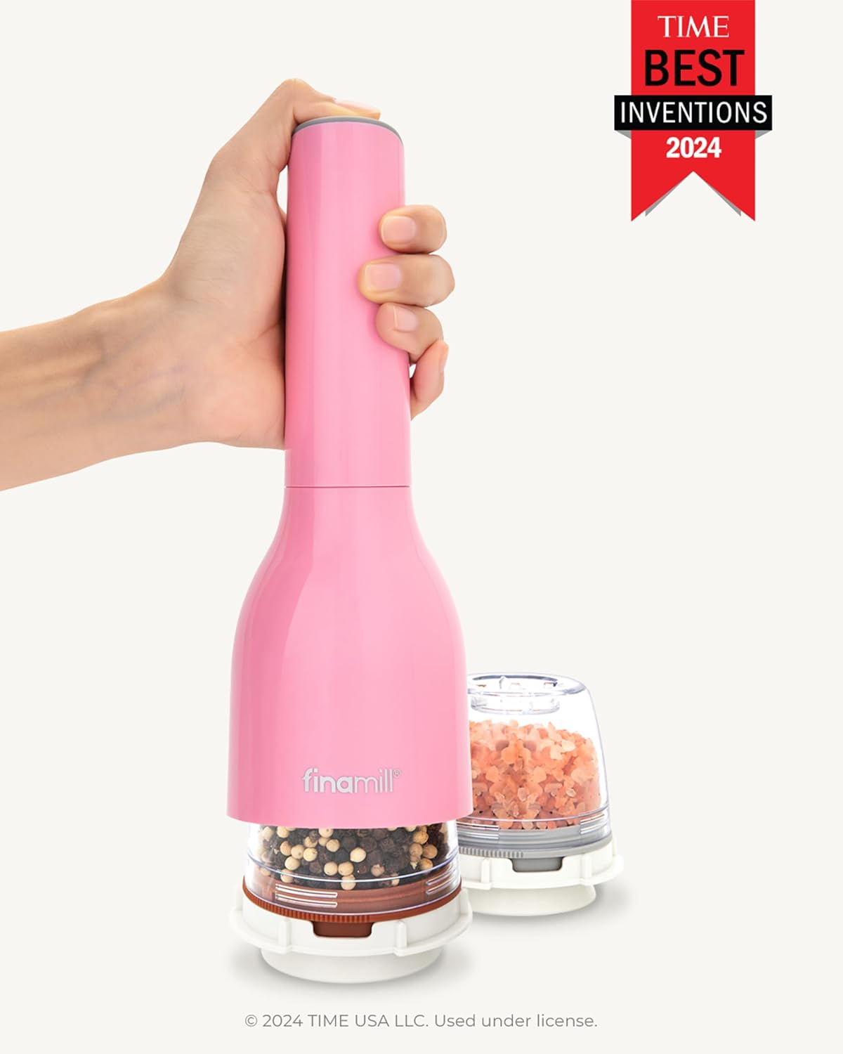 FinaMill Electric Pepper & Spice Grinder with 2 Pods – Pink