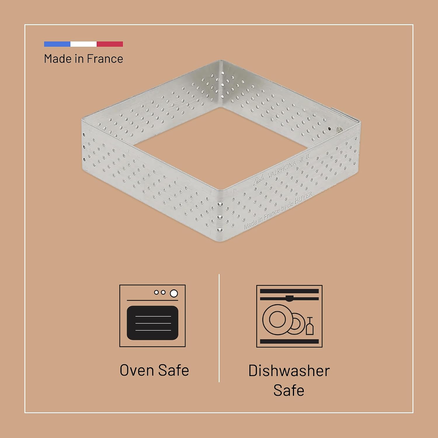 De Buyer Square Perforated Ring – 7 x 7 cm – 2 cm High