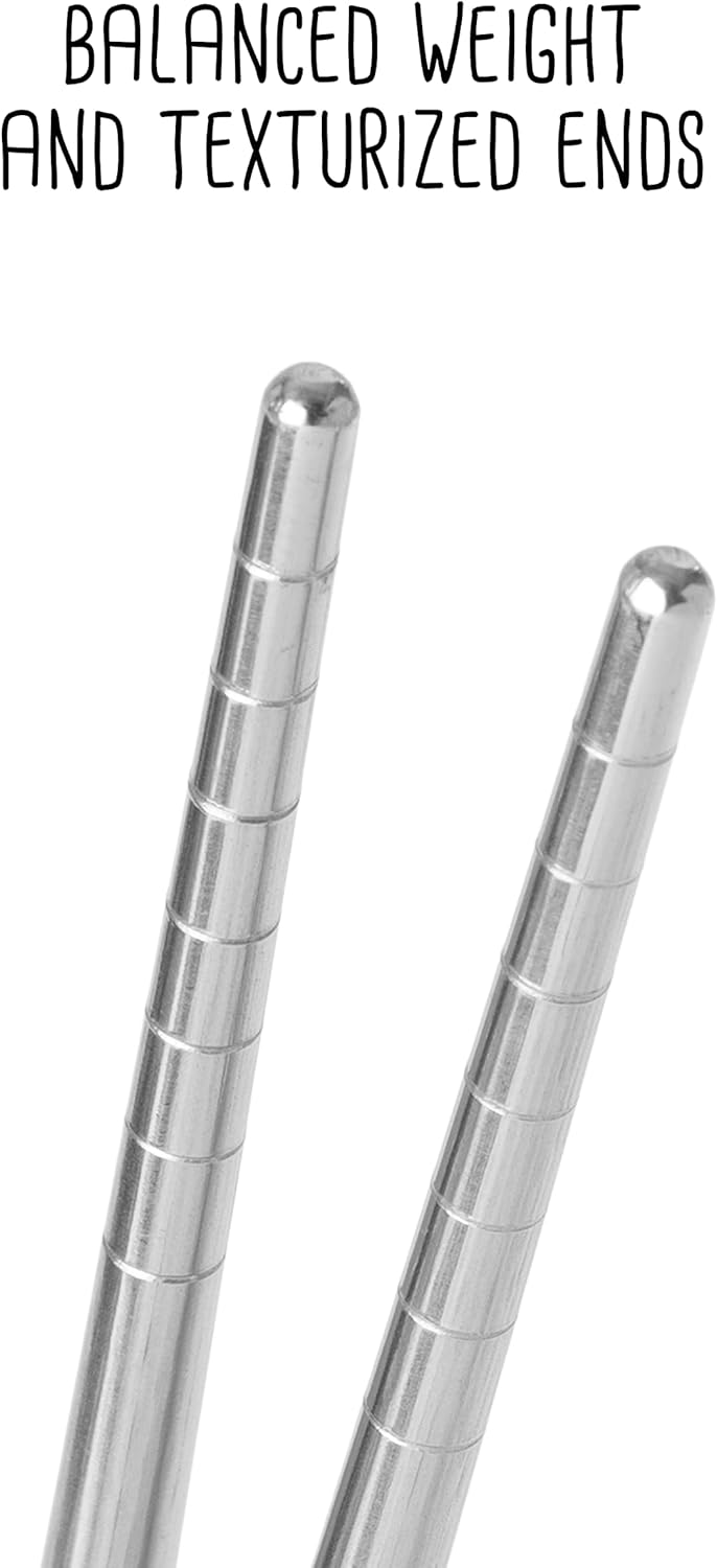 Joyce Chen Reusable Stainless Steel Metal Chopsticks Set – 5 Pair