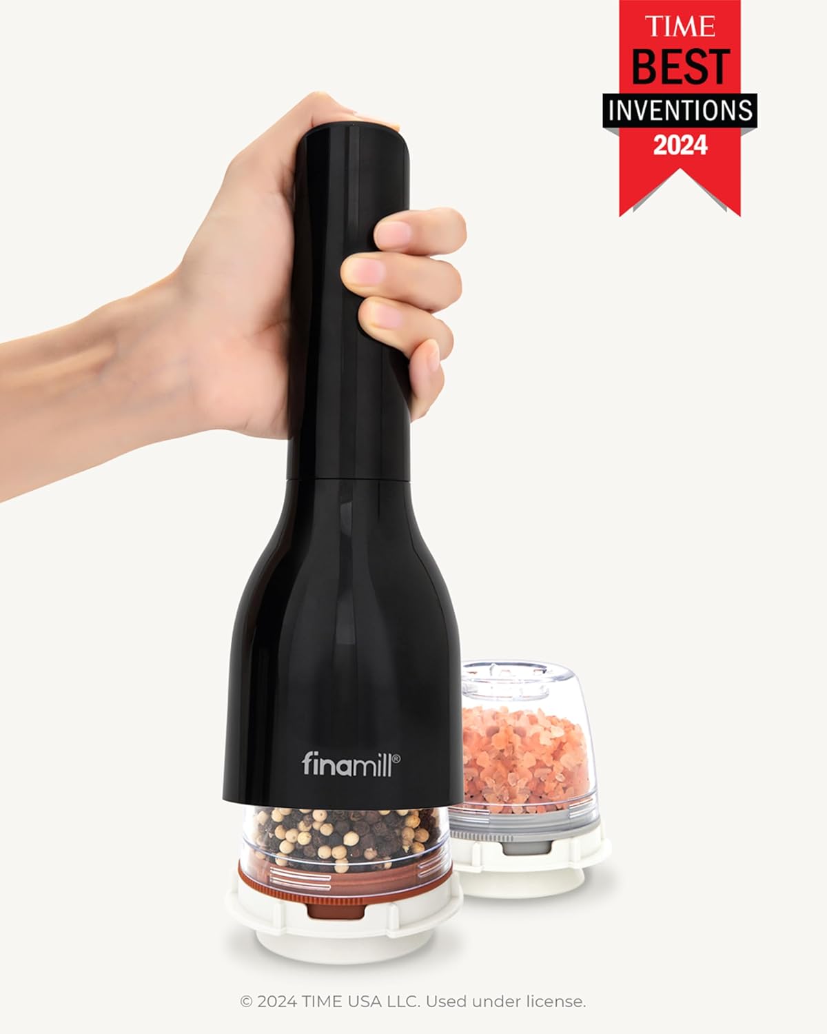 FinaMill Electric Pepper & Spice Grinder with 2 Pods – Midnight Black