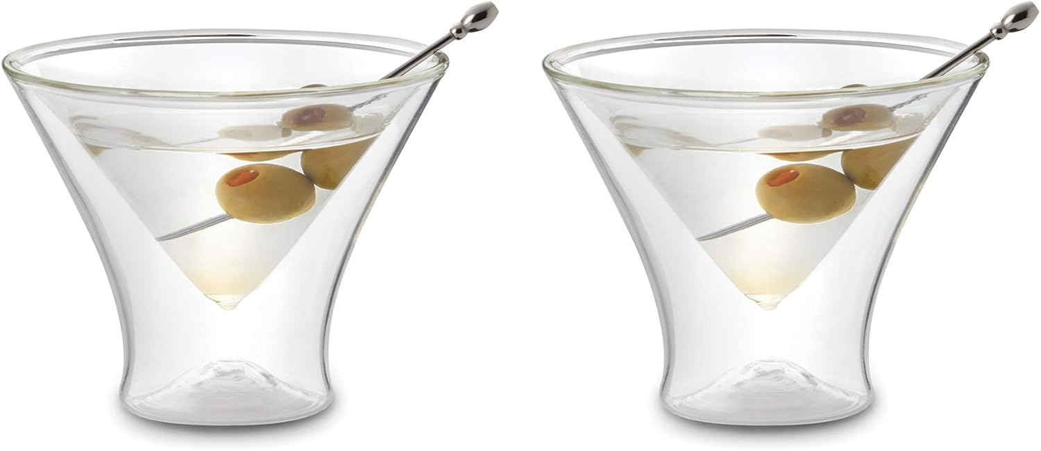 Outset Double Wall Stemless Martini Glasses Set of 2 – Borosilicate