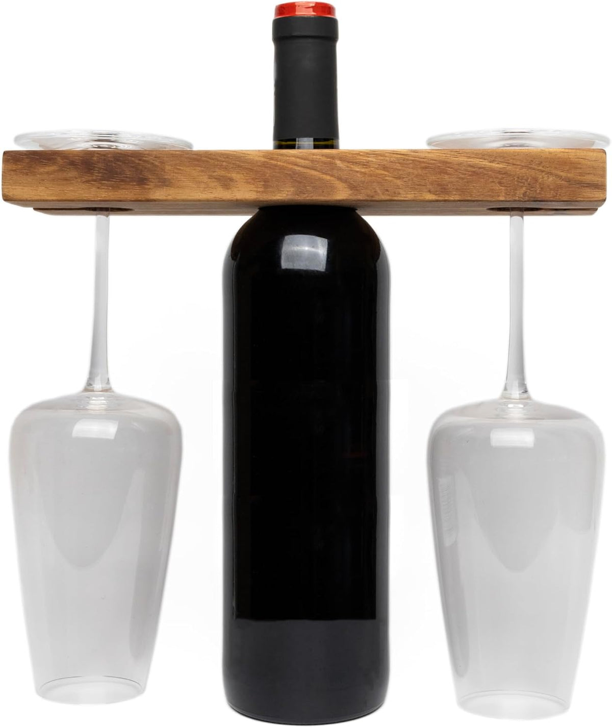 Ironwood Acacia Wood Wine Glass Holder for 2 Glasses