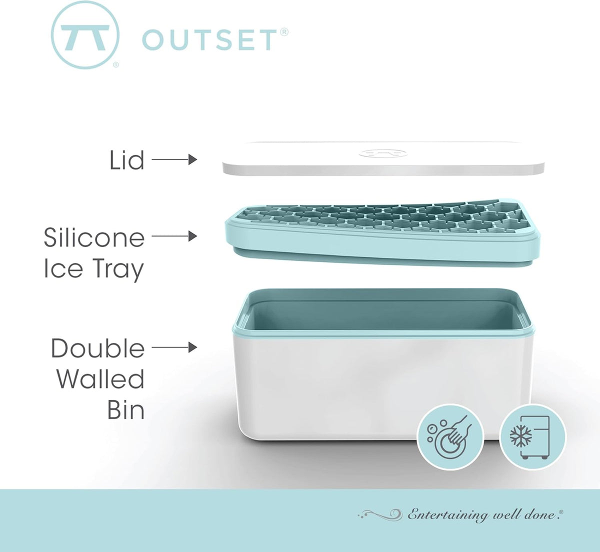 Outset Hex Ice Bucket with Ice Cube Mold