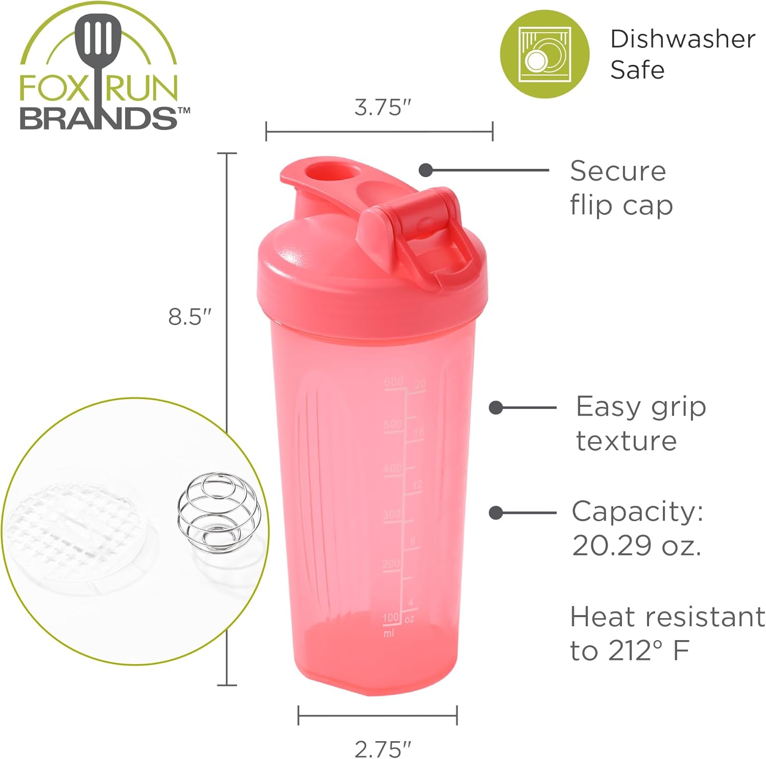 Fox Run 20 oz Pink Blending Bottle