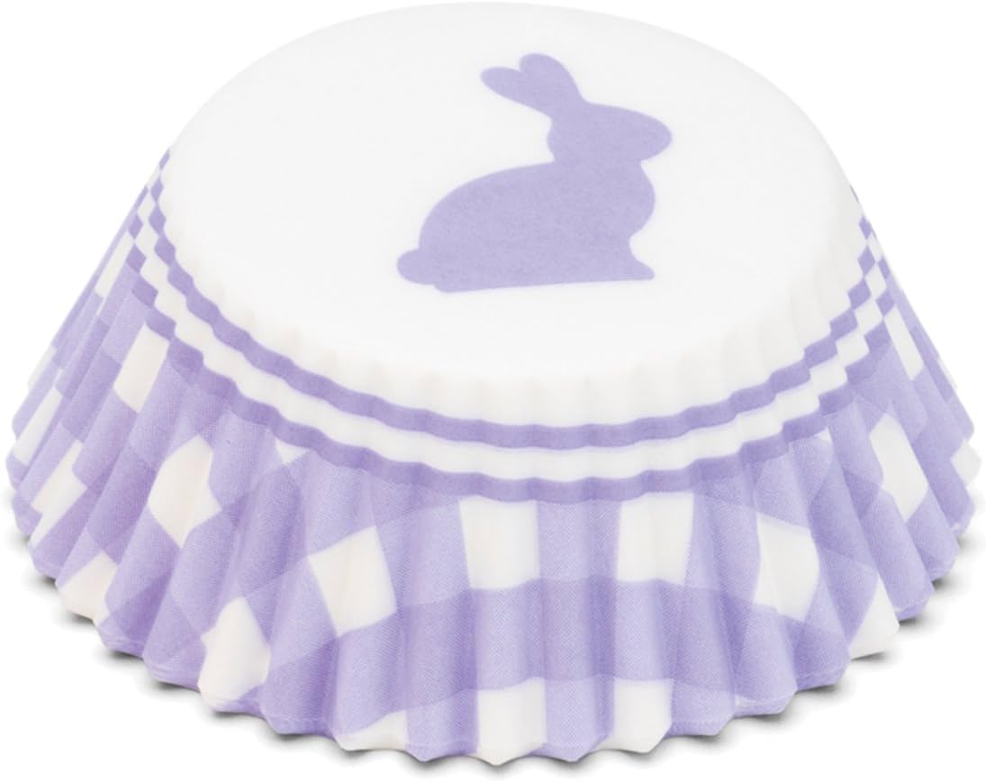 Fox Run Purple Gingham Bunny Baking Cup Set of 50