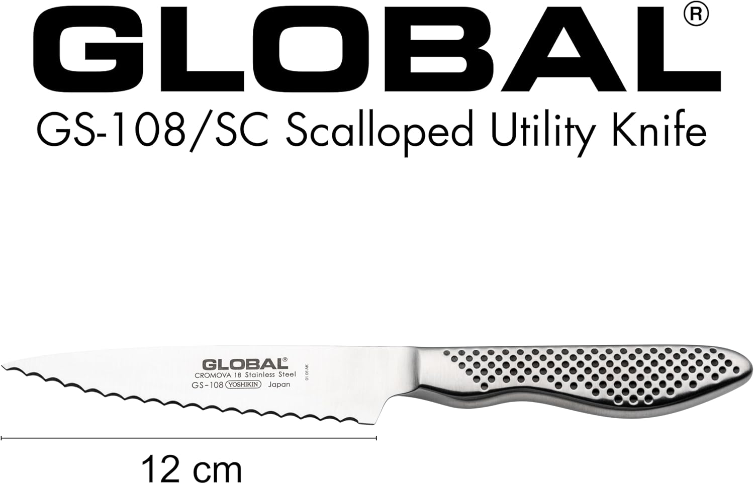 Global Utility Knife – Fully Scalloped – 11.5 cm / 4.5"